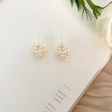 Pearl Flower Ball Earrings Elegant Accessory