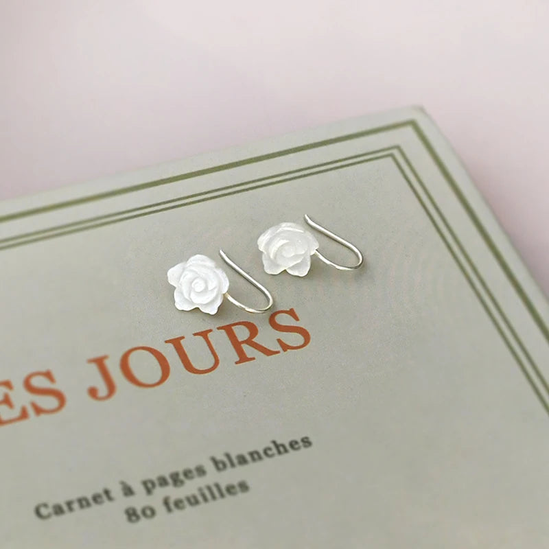 Shell Flower Earrings 925 Sterling Silver Jewelry for Women