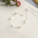 Baroque Freshwater Pearl Bracelet 925 Sterling Silver Chain for Women