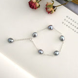 Baroque Freshwater Pearl Bracelet 925 Sterling Silver Chain for Women