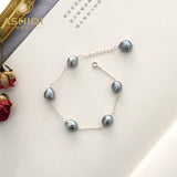 Baroque Freshwater Pearl Bracelet 925 Sterling Silver Chain for Women