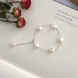 Baroque Freshwater Pearl Bracelet 925 Sterling Silver Chain for Women