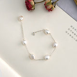 Baroque Freshwater Pearl Bracelet 925 Sterling Silver Chain for Women
