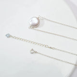 Button Shape Freshwater Pearl 925 Silver Necklace