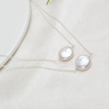 Button Shape Freshwater Pearl 925 Silver Necklace