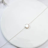 Button Shape Freshwater Pearl 925 Silver Necklace