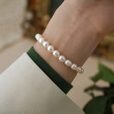 Freshwater Pearl 925 Sterling Silver Green Chalcedony Bracelet