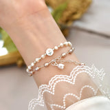 Freshwater Pearl 925 Silver Tulip Coin Bracelet Women Jewelry