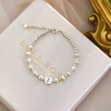 Freshwater Pearl 925 Silver Tulip Coin Bracelet Women Jewelry