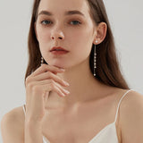 Freshwater Pearl 925 Silver Tassel Earrings for Women
