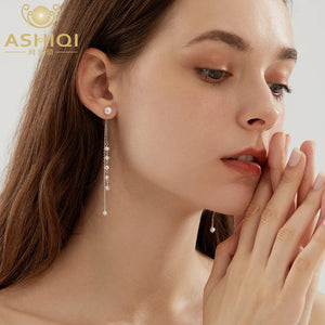 Freshwater Pearl 925 Silver Tassel Earrings for Women