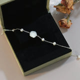 Freshwater Pearl Shell Flower Bracelet 925 Sterling Silver Jewelry for Women