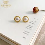 925 Silver Pearl Stud Earrings - Elegant Natural Jewelry