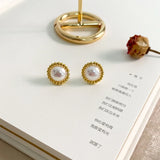 925 Silver Pearl Stud Earrings - Elegant Natural Jewelry