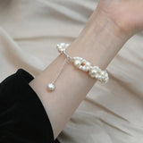 Freshwater pearl bracelet 925 sterling silver women hand jewelry