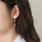 Freshwater Pearl Earrings 925 Sterling Silver Flower Long Girls