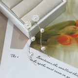 Freshwater Pearl Earrings 925 Sterling Silver Flower Long Girls