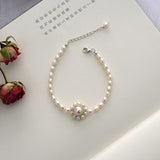 Freshwater Pearl Sunflower Bracelet 925 Sterling Silver