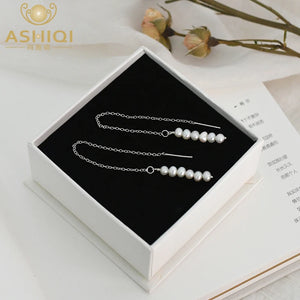 Freshwater Pearl Long Earrings 925 Sterling Silver Women Summer Jewelry