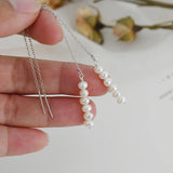 Freshwater Pearl Long Earrings 925 Sterling Silver Women Summer Jewelry