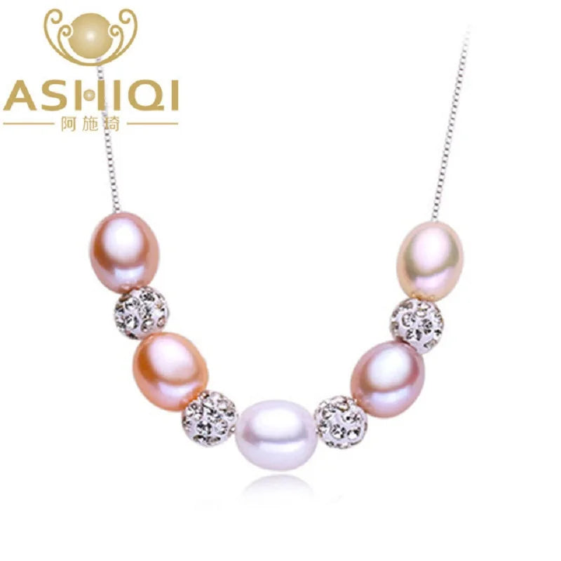 925 Silver Pendant Natural Pearl Necklace for Women