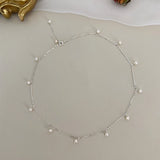 925 Silver Chain Necklace with Freshwater Pearls for Women