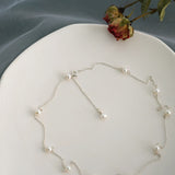 925 Silver Chain Necklace Mini Freshwater Pearls Women's Jewelry