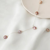 925 Silver Chain Necklace with Baroque Freshwater Pearl Jewelry