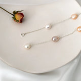 925 Silver Chain Necklace with Baroque Freshwater Pearl Jewelry
