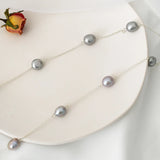 925 Silver Chain Necklace with Baroque Freshwater Pearl Jewelry