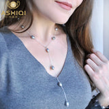 925 Silver Chain Necklace with Baroque Freshwater Pearl Jewelry