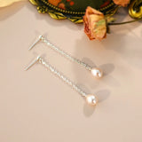 925 Silver Long Earrings Natural Pearl Jewelry Gift