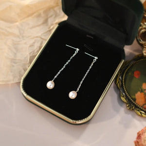 925 Silver Long Earrings Natural Pearl Jewelry Gift