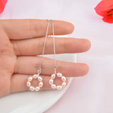 925 Silver Long Earrings Freshwater Pearl Jewelry for Women Gift