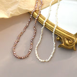 925 Silver Natural Baroque Pearl Choker Necklace for Women