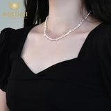 925 Silver Natural Baroque Pearl Choker Necklace for Women