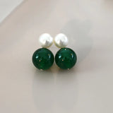 925 Silver Freshwater Pearl Agate Earrings for Women