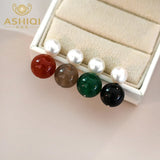 925 Silver Freshwater Pearl Agate Earrings for Women
