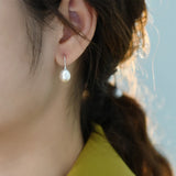 925 Silver Natural Freshwater Pearl Drop Earrings Gift