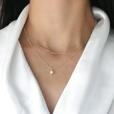 925 Silver Freshwater Pearl Necklace Chain Women Gift