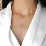 925 Silver Freshwater Pearl Necklace Chain Women Gift