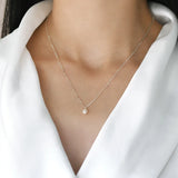 925 Silver Freshwater Pearl Necklace Chain Women Gift