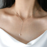 925 Silver Freshwater Pearl Necklace Chain Women Gift