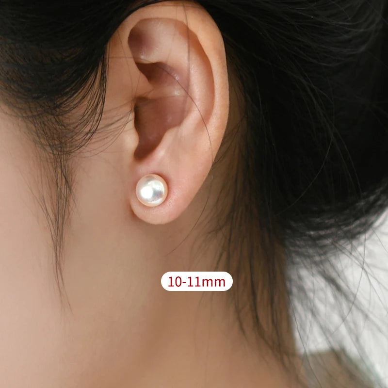 925 Silver Freshwater Pearl Stud Earrings for Women