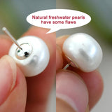 925 Silver Freshwater Pearl Stud Earrings for Women