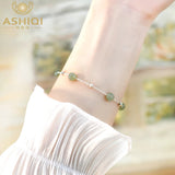 Genuine 925 Sterling Silver Jade Bracelet for Women