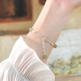 Genuine 925 Sterling Silver Jade Bracelet for Women