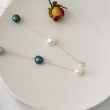 925 Silver Necklace with 8-9mm Baroque Pearl, Vintage Jewelry Gift