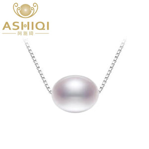925 Silver Pearl Pendant Necklace Natural Freshwater Jewelry Women Gift
