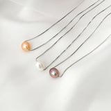 925 Silver Pearl Pendant Necklace Natural Freshwater Jewelry Women Gift